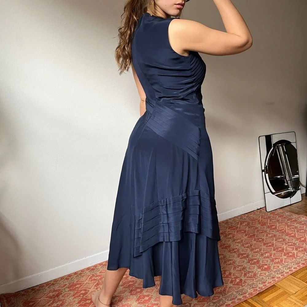 Nanette Lepore navy silky midi dress - Picture 3 of 4